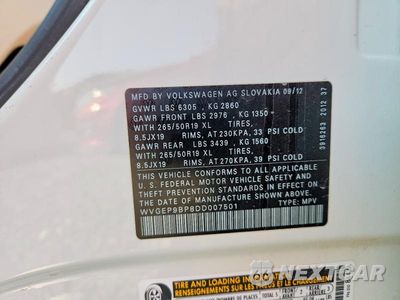 Zdjęcie 13 z 13 samochodu: 2013 VOLKSWAGEN TOUAREG V6 TDI VIN:WVGEP9BP8DD007501 - miniatura