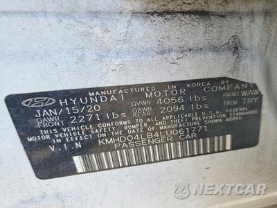 Zdjęcie 12 z 12 samochodu: 2020 HYUNDAI ELANTRA SPORT VIN:KMHD04LB4LU061771 - miniatura