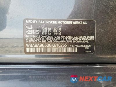 Zdjęcie 13 z 13 samochodu: 2016 BMW 320 I VIN:WBA8A9C53GK616265 - miniatura