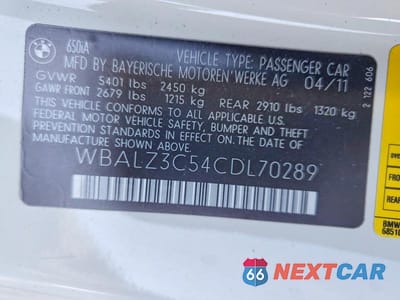Zdjęcie 12 z 12 samochodu: 2012 BMW 650 I VIN:WBALZ3C54CDL70289 - miniatura