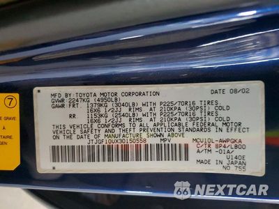 Zdjęcie 12 z 12 samochodu: 2003 LEXUS RX 300 VIN:JTJGF10UX30150558 - miniatura