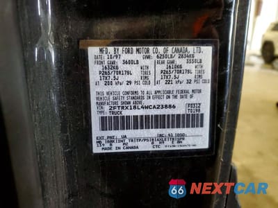 Zdjęcie 12 z 12 samochodu: 1998 FORD F150 VIN:2FTRX18L4WCA23886 - miniatura