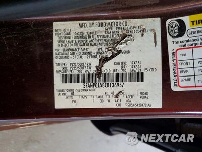 Zdjęcie 12 z 12 samochodu: 2012 FORD FUSION SEL VIN:3FAHP0JA8CR136957 - miniatura