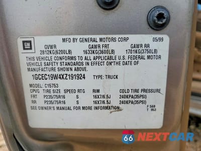 Zdjęcie 13 z 13 samochodu: 1999 CHEVROLET SILVERADO C1500 VIN:1GCEC19W4XZ191924 - miniatura