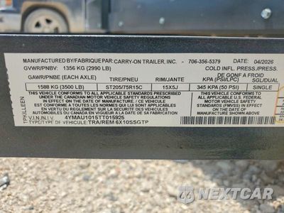 Zdjęcie 8 z 10 samochodu: 2026 CARRY-ON 6X10SSGTP UTILITY TRAILER VIN:4YMAU1015TT015925 - miniatura