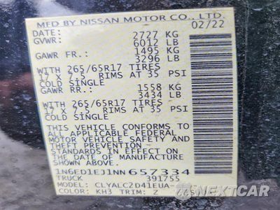 Zdjęcie 12 z 12 samochodu: 2022 NISSAN FRONTIER SV VIN:1N6ED1EJ1NN657334 - miniatura
