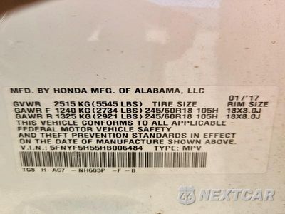 Zdjęcie 13 z 13 samochodu: 2017 HONDA PILOT EXL VIN:5FNYF5H55HB006484 - miniatura