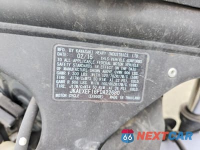 Zdjęcie 9 z 9 samochodu: 2015 KAWASAKI EX650 F VIN:JKAEXEF16FDA22680 - miniatura
