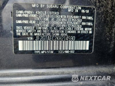 Zdjęcie 13 z 13 samochodu: 2019 SUBARU CROSSTREK PREMIUM VIN:JF2GTAEC2KH214590 - miniatura