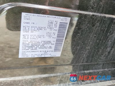 Zdjęcie 13 z 13 samochodu: 2015 NISSAN PATHFINDER SV VIN:5N1AR2MMXFC658429 - miniatura