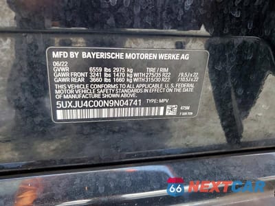 Zdjęcie 14 z 14 samochodu: 2022 BMW X5 M50I VIN:5UXJU4C00N9N04741 - miniatura