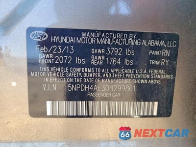 Zdjęcie 12 z 12 samochodu: 2013 HYUNDAI ELANTRA LIMITED VIN:5NPDH4AE3DH299861 - miniatura
