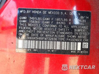 Zdjęcie 13 z 13 samochodu: 2015 HONDA FIT EX VIN:3HGGK5H88FM732836 - miniatura