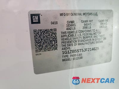 Zdjęcie 12 z 12 samochodu: 2018 CHEVROLET MALIBU LS VIN:1G1ZB5ST5JF214625 - miniatura
