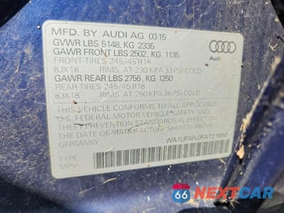 Zdjęcie 13 z 13 samochodu: 2015 AUDI A4 ALLROAD PREMIUM PLUS VIN:WA1UFAFL0FA121650 - miniatura