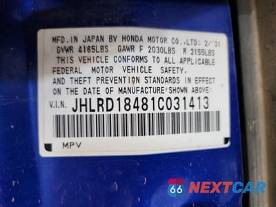 Zdjęcie 12 z 12 samochodu: 2001 HONDA CR-V LX VIN:JHLRD18481C031413 - miniatura
