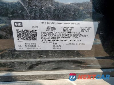 Zdjęcie 13 z 13 samochodu: 2022 CHEVROLET TRAVERSE LT VIN:1GNEVGKW3NJ191021 - miniatura