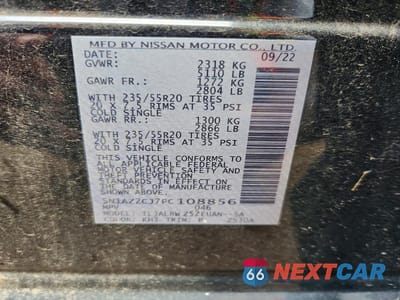 Zdjęcie 13 z 13 samochodu: 2023 NISSAN MURANO SL VIN:5N1AZ2CJ7PC108856 - miniatura