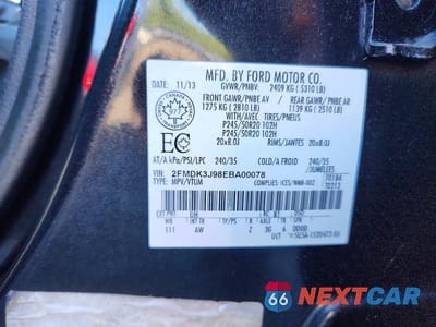 Zdjęcie 13 z 13 samochodu: 2014 FORD EDGE SEL VIN:2FMDK3J98EBA00078 - miniatura
