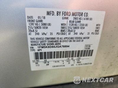 Zdjęcie 13 z 13 samochodu: 2018 FORD EXPLORER XLT VIN:1FM5K8D80JGA78894 - miniatura