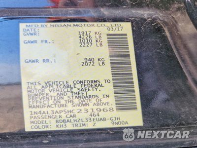 Zdjęcie 12 z 12 samochodu: 2017 NISSAN ALTIMA 2.5 SR VIN:1N4AL3AP5HC231968 - miniatura