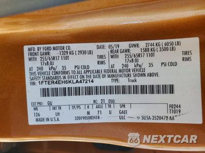 Zdjęcie 12 z 12 samochodu: 2019 FORD RANGER XL VIN:1FTER4EH6KLA47214 - miniatura