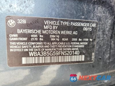 Zdjęcie 12 z 12 samochodu: 2015 BMW 328 XI SULEV VIN:WBA3B5G59FNS20140 - miniatura