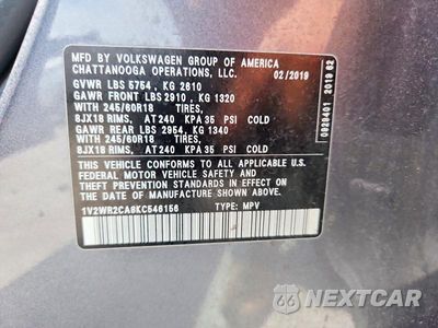 Zdjęcie 13 z 13 samochodu: 2019 VOLKSWAGEN ATLAS SE VIN:1V2WR2CA8KC546156 - miniatura