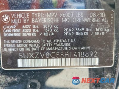Zdjęcie 13 z 13 samochodu: 2011 BMW X5 XDRIVE50I VIN:5UXZV8C55BL418892 - miniatura