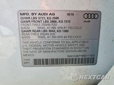 Zdjęcie 13 z 13 samochodu: 2019 AUDI SQ5 PRESTIGE VIN:WA1C4BFY8K2111522 - miniatura