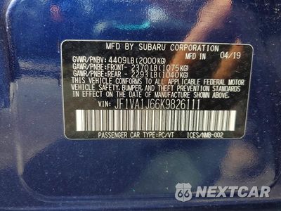 Zdjęcie 12 z 12 samochodu: 2019 SUBARU WRX LIMITED VIN:JF1VA1J66K9826111 - miniatura
