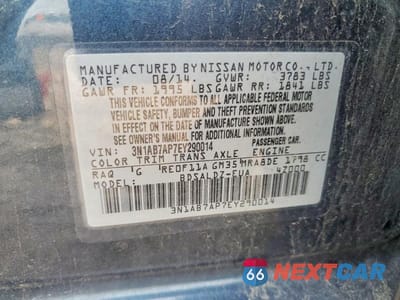 Zdjęcie 12 z 12 samochodu: 2014 NISSAN SENTRA SV VIN:3N1AB7AP7EY290014 - miniatura