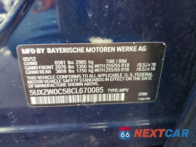 Zdjęcie 13 z 13 samochodu: 2012 BMW X5 XDRIVE35D VIN:5UXZW0C58CL670085 - miniatura
