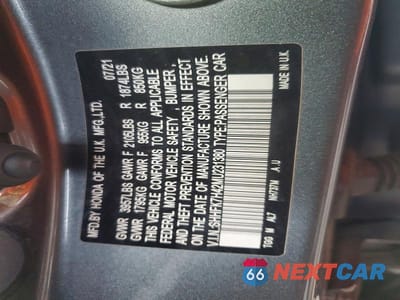 Zdjęcie 12 z 12 samochodu: 2021 HONDA CIVIC SPORT VIN:SHHFK7H42MU231380 - miniatura
