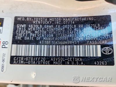 Zdjęcie 12 z 12 samochodu: 2014 TOYOTA CAMRY SE SPORT VIN:4T1BF1FK5EU438451 - miniatura