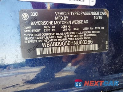 Zdjęcie 13 z 13 samochodu: 2017 BMW 330 XI VIN:WBA8D9G50HNU60266 - miniatura