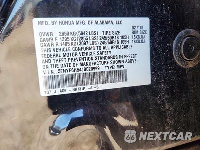 Zdjęcie 13 z 13 samochodu: 2018 HONDA PILOT EXL VIN:5FNYF6H54JB020999 - miniatura