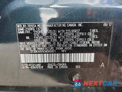 Zdjęcie 12 z 12 samochodu: 2012 TOYOTA RAV4 LIMITED VIN:2T3DK4DVXCW086801 - miniatura