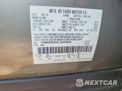 Zdjęcie 12 z 12 samochodu: 2020 FORD EXPLORER XLT VIN:1FMSK8DHXLGB09848 - miniatura