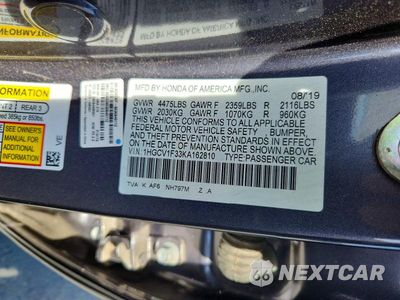 Zdjęcie 12 z 12 samochodu: 2019 HONDA ACCORD SPORT VIN:1HGCV1F33KA162810 - miniatura