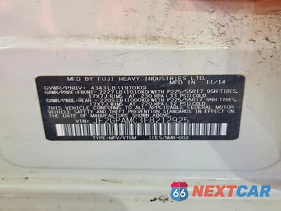 Zdjęcie 13 z 13 samochodu: 2015 SUBARU XV CROSSTREK 2.0 LIMITED VIN:JF2GPAMC3F8212925 - miniatura