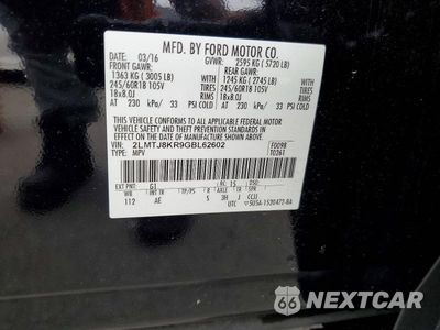 Zdjęcie 14 z 14 samochodu: 2016 LINCOLN MKX SELECT VIN:2LMTJ8KR9GBL62602 - miniatura