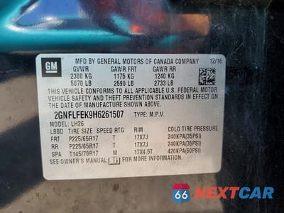 Zdjęcie 13 z 13 samochodu: 2017 CHEVROLET EQUINOX LT VIN:2GNFLFEK9H6261507 - miniatura