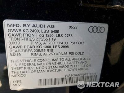 Zdjęcie 14 z 14 samochodu: 2023 AUDI Q5 PREMIUM 45 VIN:WA1GAAFY0P2161441 - miniatura