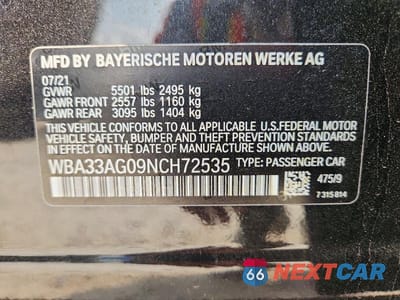 Zdjęcie 12 z 12 samochodu: 2022 BMW 530 VIN:WBA33AG09NCH72535 - miniatura