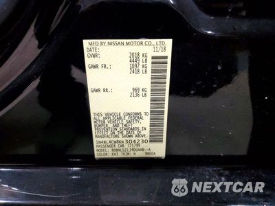 Zdjęcie 12 z 12 samochodu: 2019 NISSAN ALTIMA SR VIN:1N4BL4CW8KN304230 - miniatura