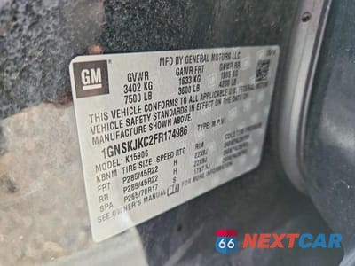 Zdjęcie 14 z 14 samochodu: 2015 CHEVROLET SUBURBAN K1500 LT VIN:1GNSKJKC2FR174986 - miniatura