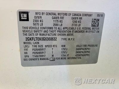 Zdjęcie 13 z 13 samochodu: 2016 GMC TERRAIN SLE VIN:2GKFLTEK0G6360632 - miniatura