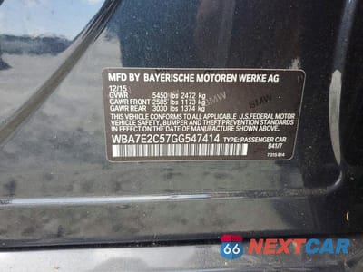 Zdjęcie 12 z 12 samochodu: 2016 BMW 740 I VIN:WBA7E2C57GG547414 - miniatura