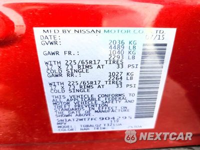 Zdjęcie 13 z 13 samochodu: 2015 NISSAN ROGUE SV VIN:5N1AT2MT7FC904295 - miniatura